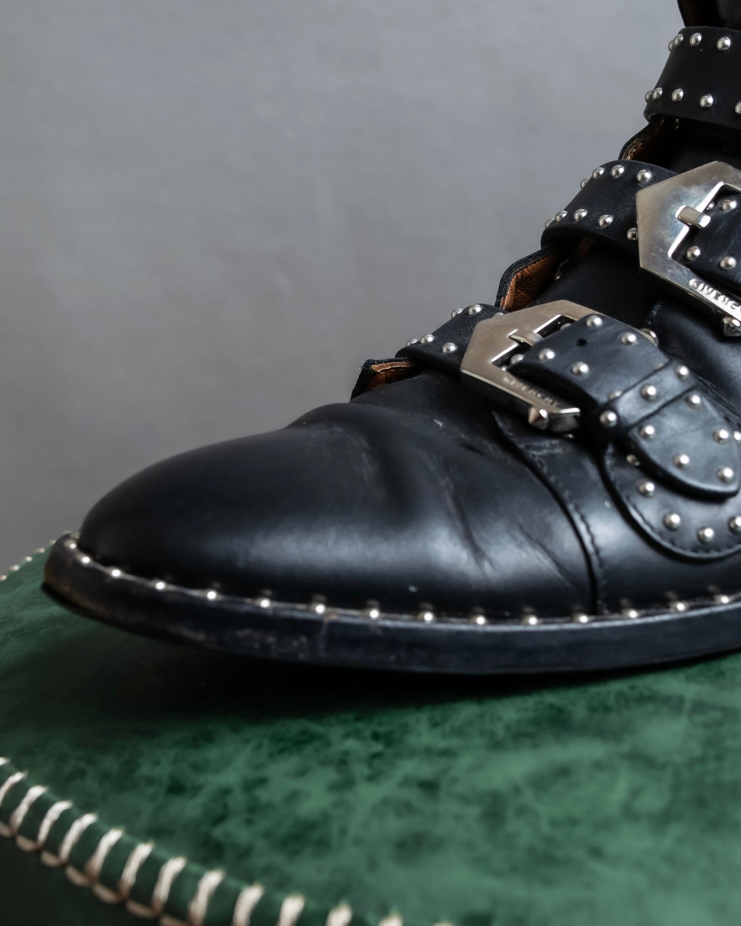 "GIVENCHY" Belt and stud design leather boots