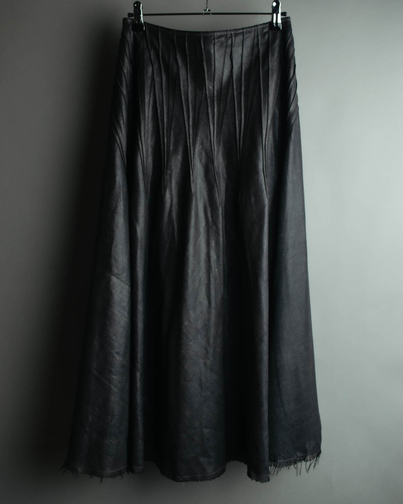 "JUNYA WATANABE COMME des GARÇONS" 00's Glossy raw hem flared long skirt