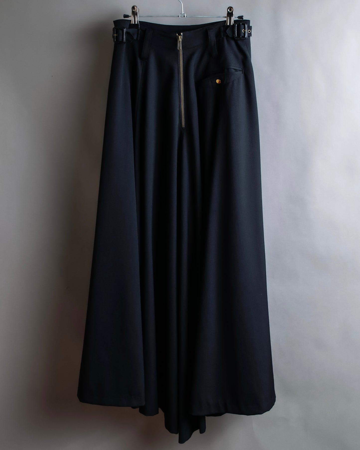 "JEAN PAUL GAULTIER" Asymmetric front＆rear design maxi length wool skirt