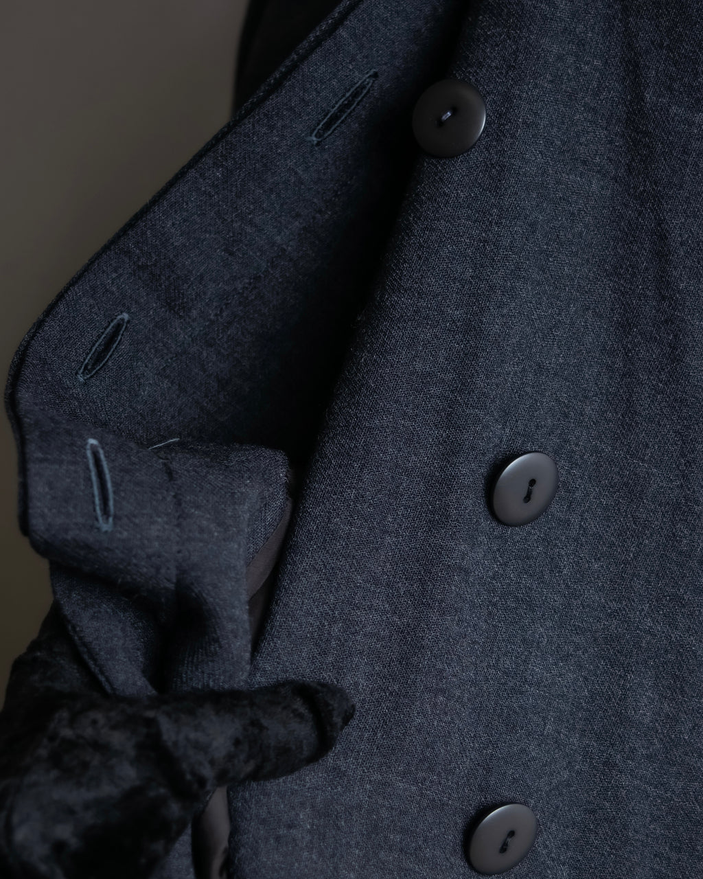 "Christian Dior" Front button design flare wool skirt