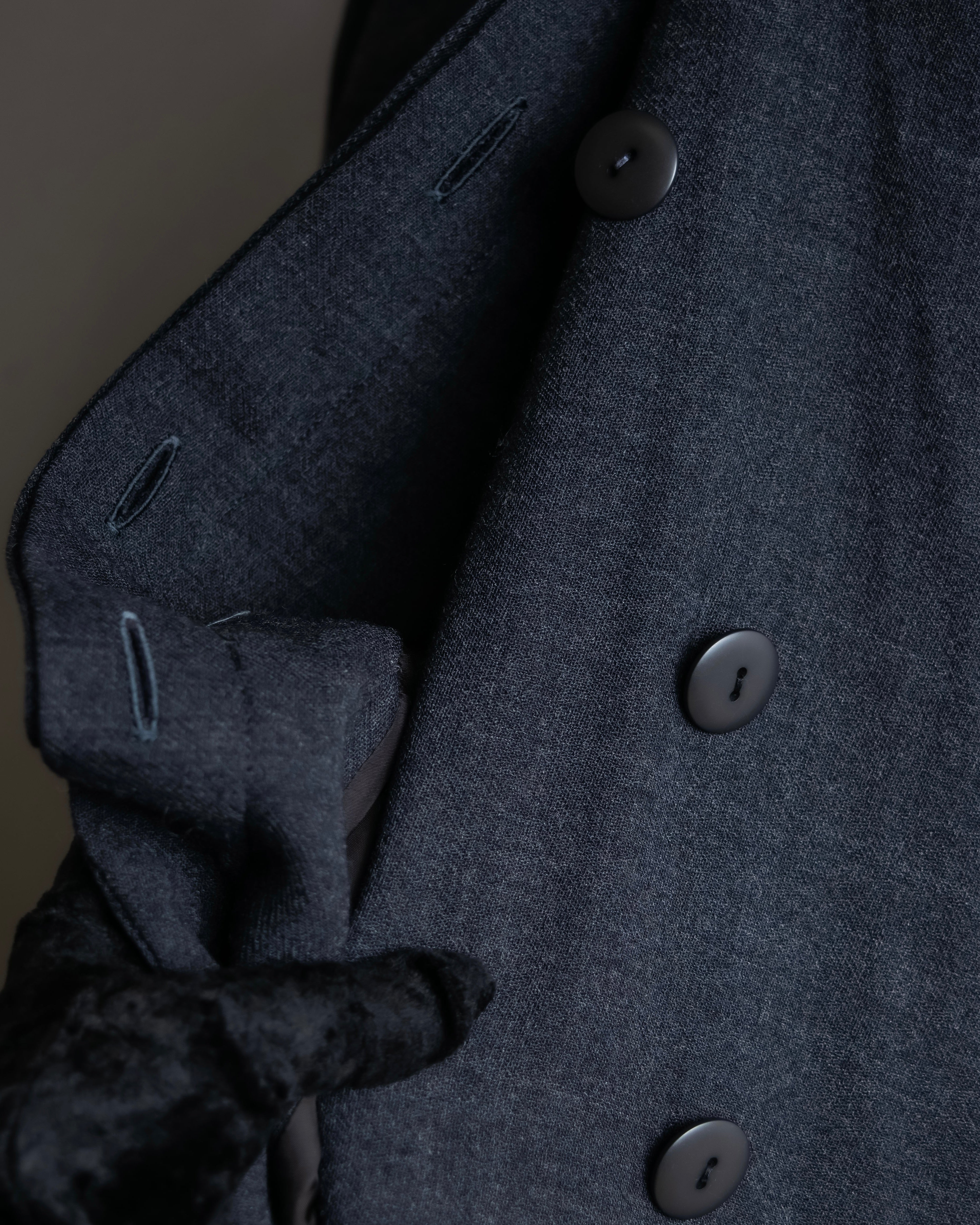 "Christian Dior" Front button design flare wool skirt