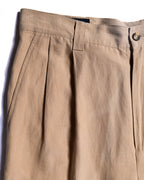 VINTAGE/ Silk & Linen Blended 2 Tuck Shorts Right Brown