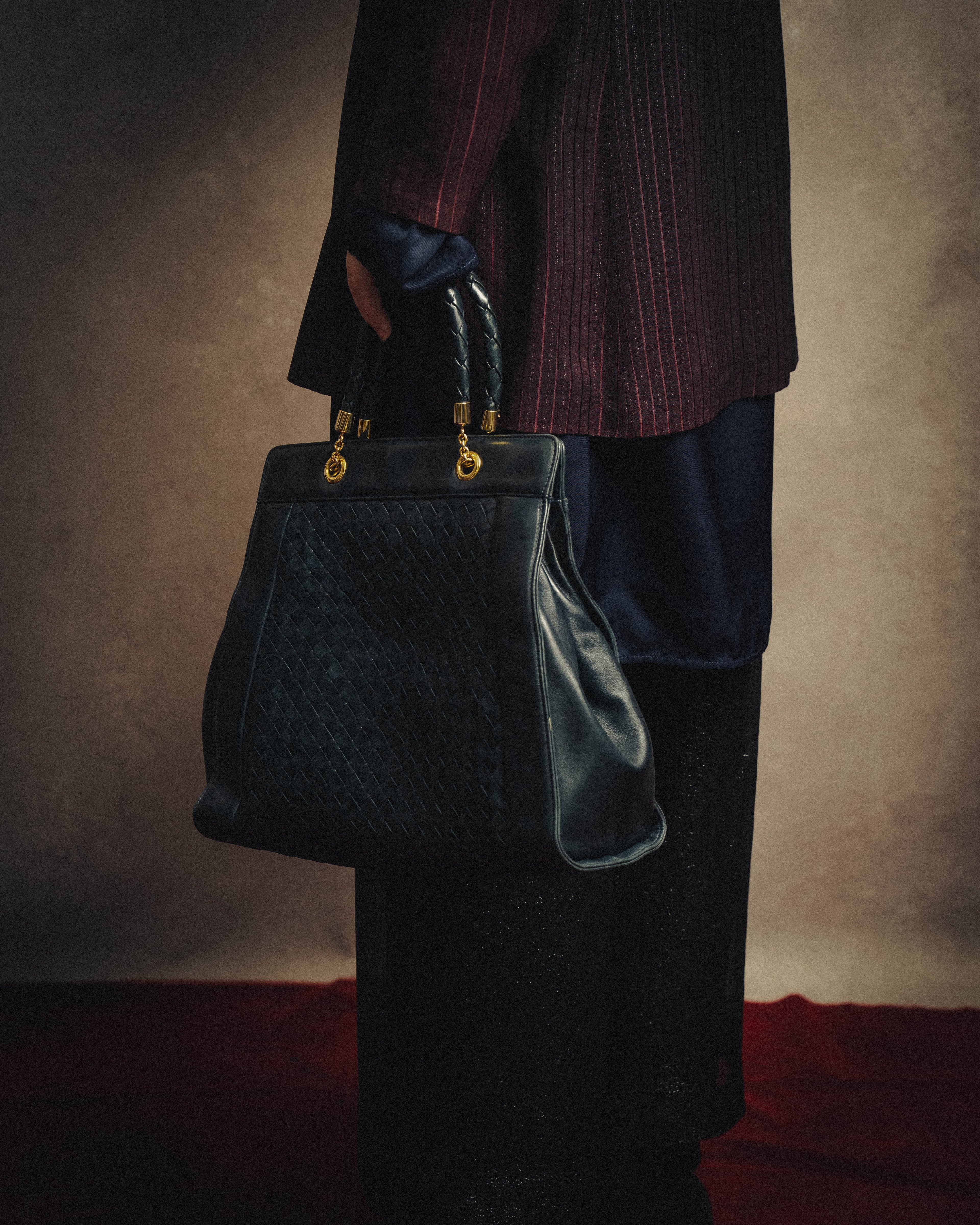 -SPECIAL- “Bottega Veneta” 00’s intrecciato braided handle oversized leather tote bag