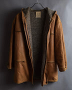 "LOEWE" 80-90's Vintage texture leather zip hoodie