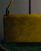"Salvatore Ferragamo" 90's-00's Mustard yellow suede shoulder bag with oversized Gancini