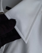 "GUCCI" Minimal collar detail white cotton shirt