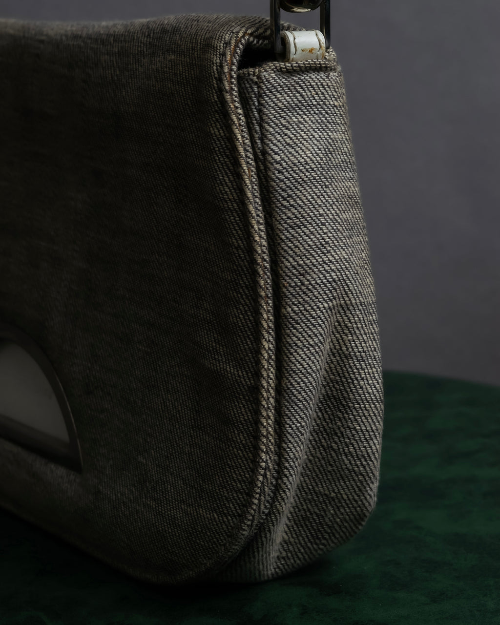 "Christian Dior" Malice Pearl Series greige color canvas shoulder bag