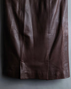 "Hermes by Gaultier" Round Pocket Wine Red Leather Skirt