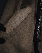 "PRADA" 90’s-00’s embellished fur-collar stretch tech coat