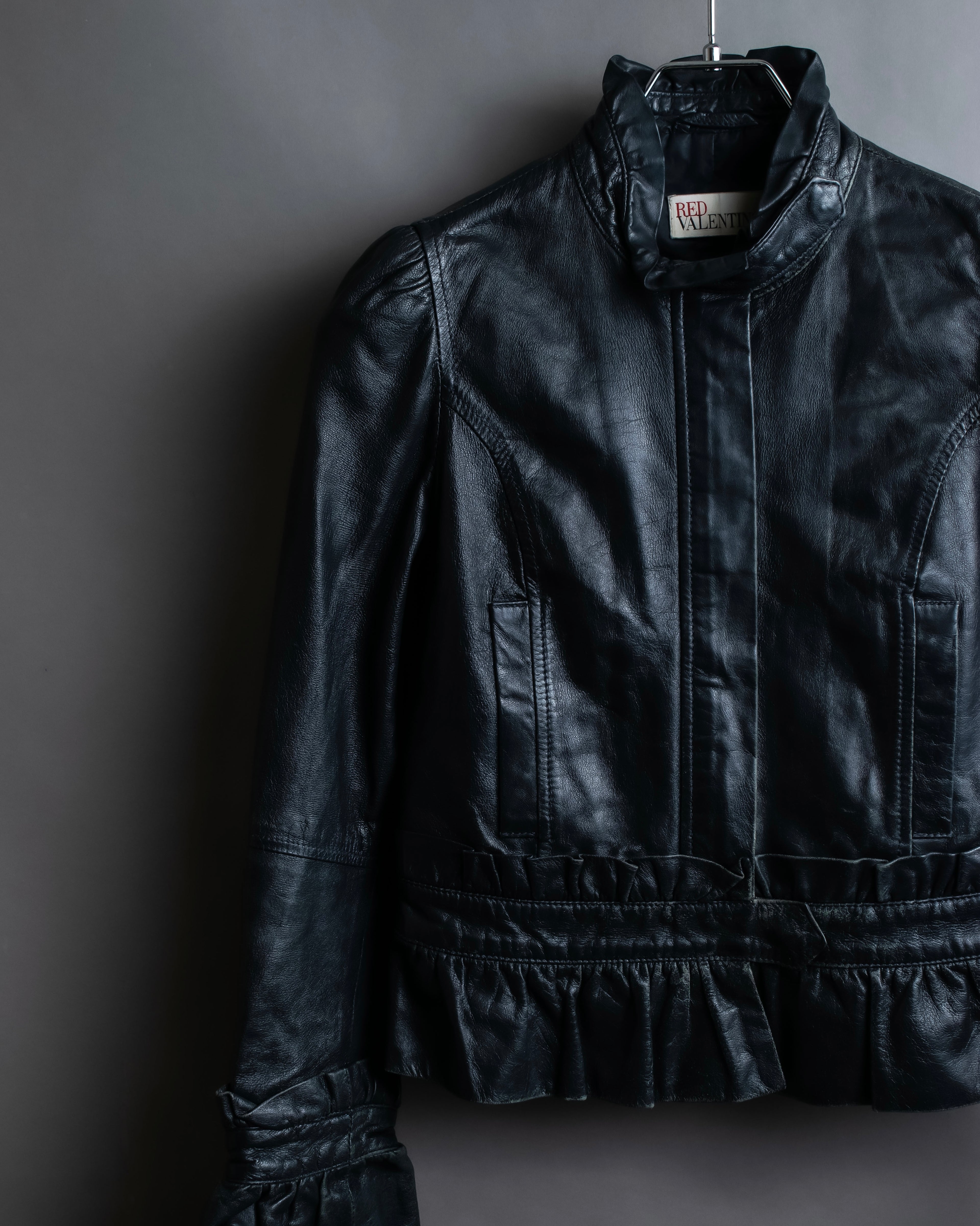 "RED VALENTINO" Gather design lamb leather jacket