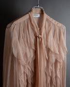 "VALENTINO" Ruffle detail sheer bowtie blouse