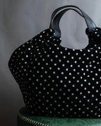 "tricot COMME des GARCONS" Polka dot velour large handbag