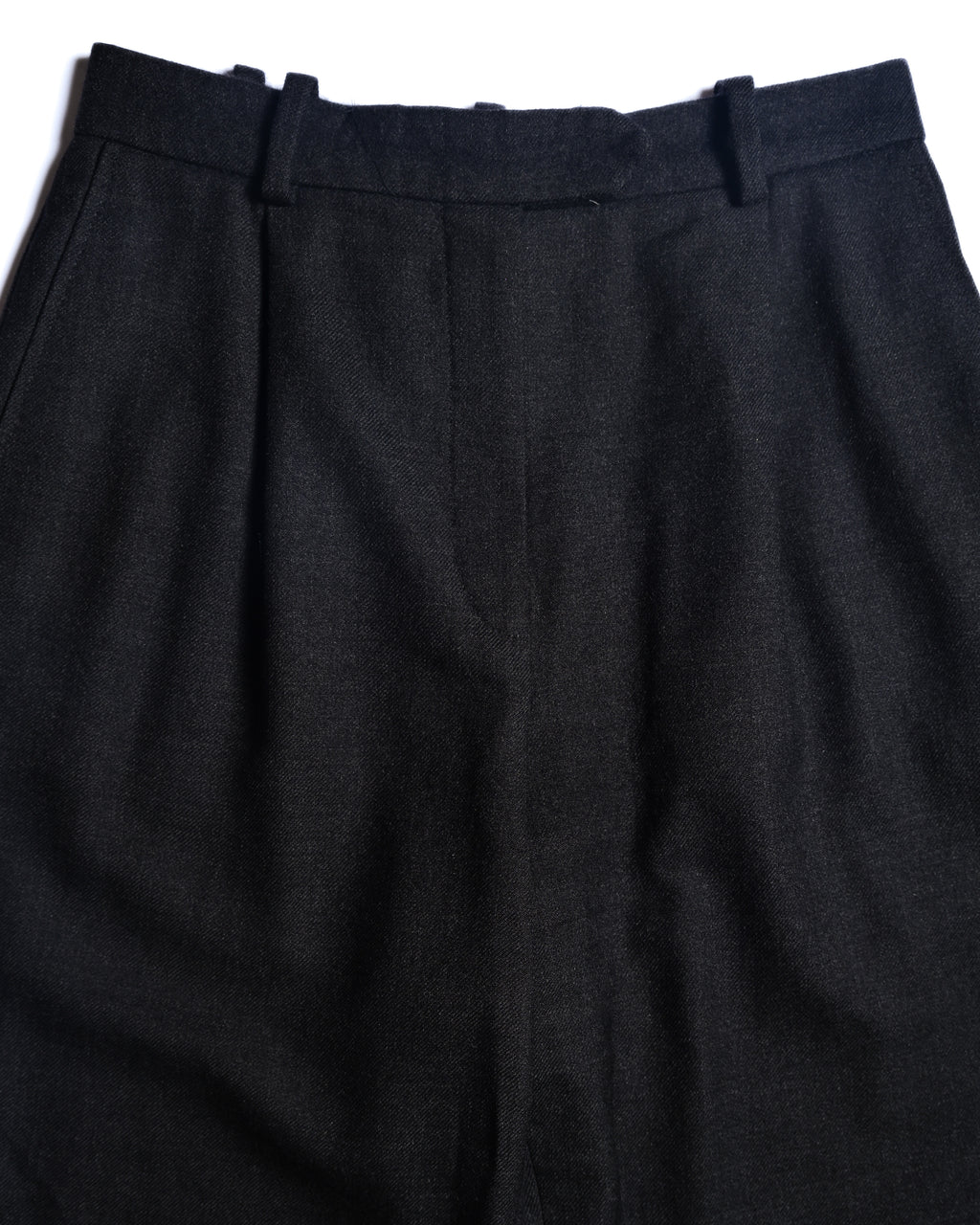 HERMES/ Straight Silhouette Wool Tuck Trousers