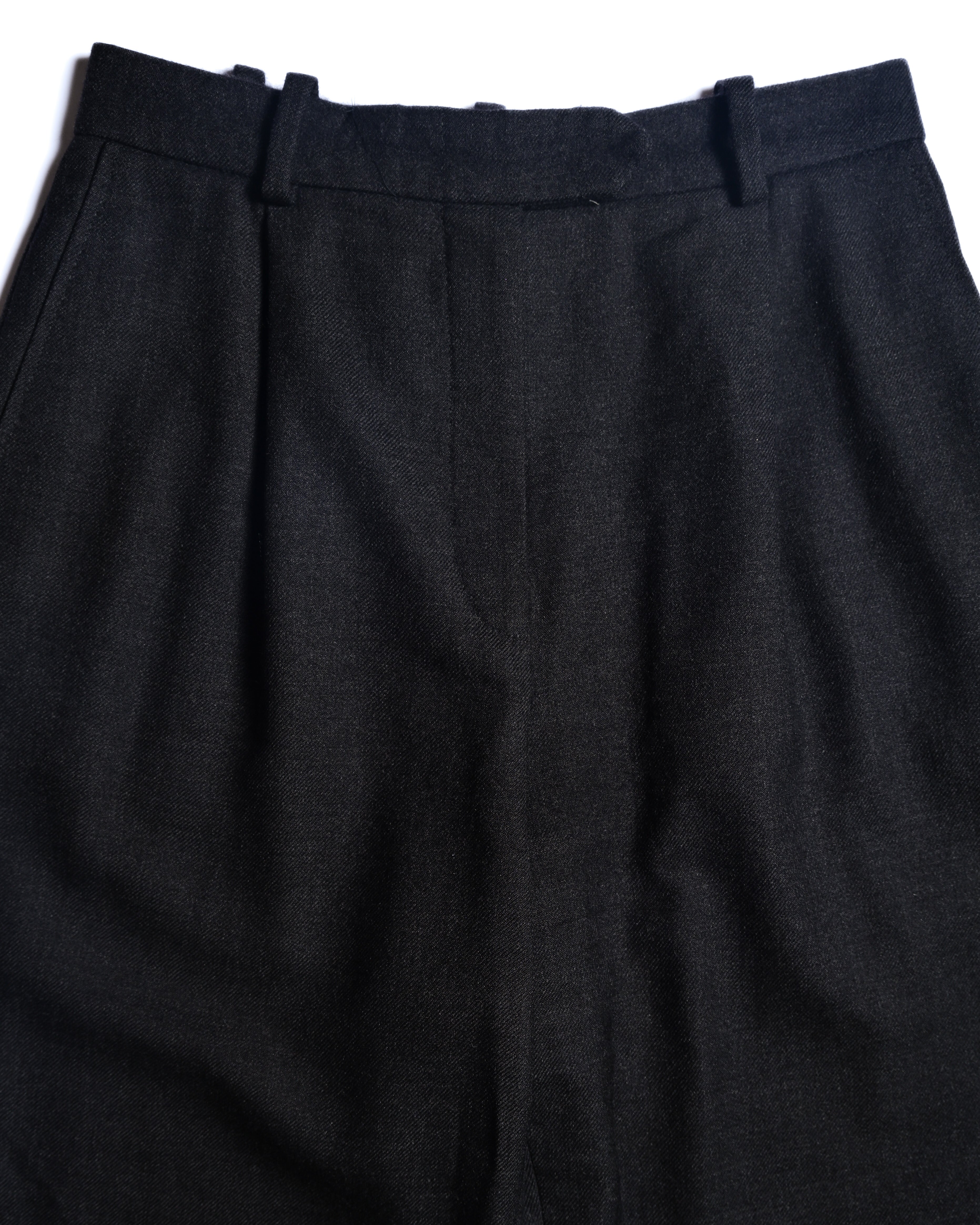 HERMES/ Straight Silhouette Wool Tuck Trousers