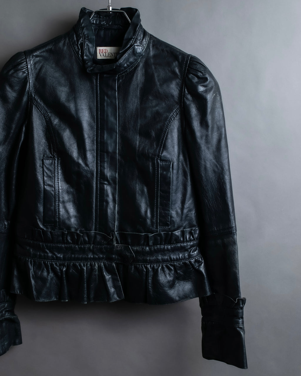 "RED VALENTINO" Gather design lamb leather jacket