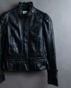 "RED VALENTINO" Gather design lamb leather jacket