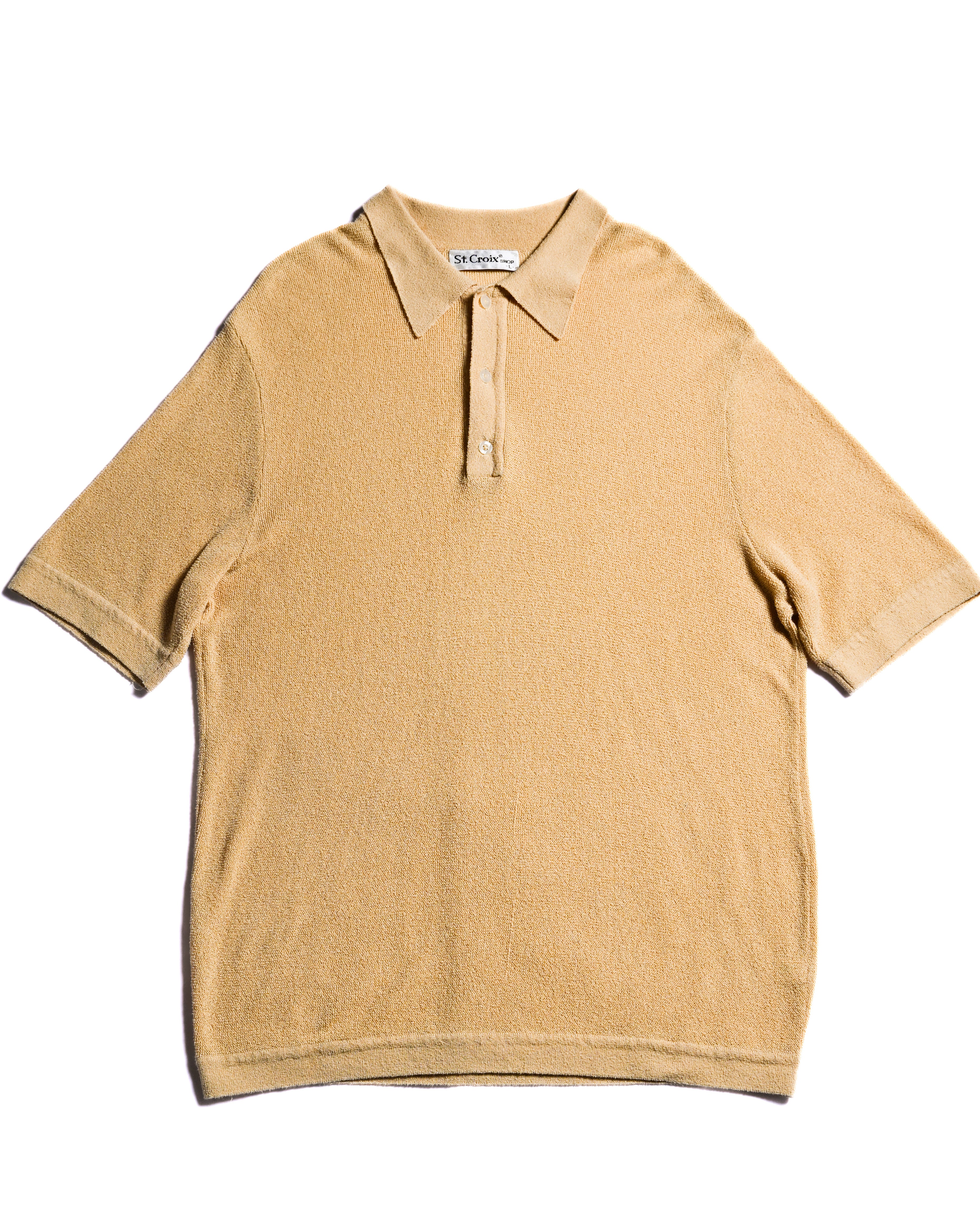 VINTAGE/ Relax Sized Summer Knit Polo Shirt Yellow
