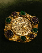 -SPECIAL- “CHANEL” 80’s-90’s Gripoix style cabochon logo brooch