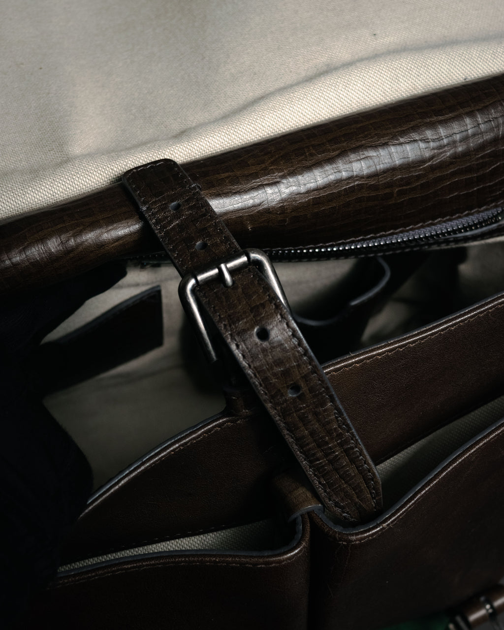 "DOLCE & GABBANA" 00’s-10’s Grained leather canvas-lined satchel bag