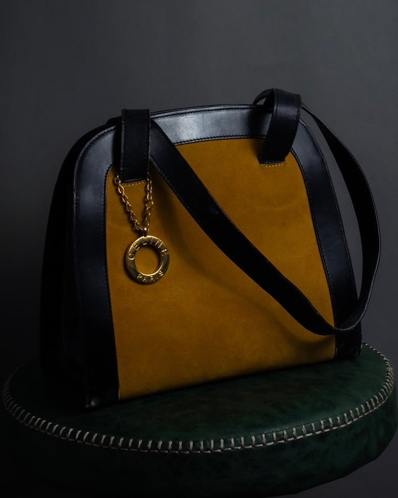 "CELINE" Circle charm design suede one-handle bag