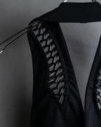 "LOUIS VUITTON" Leather tape cross knit detail vest