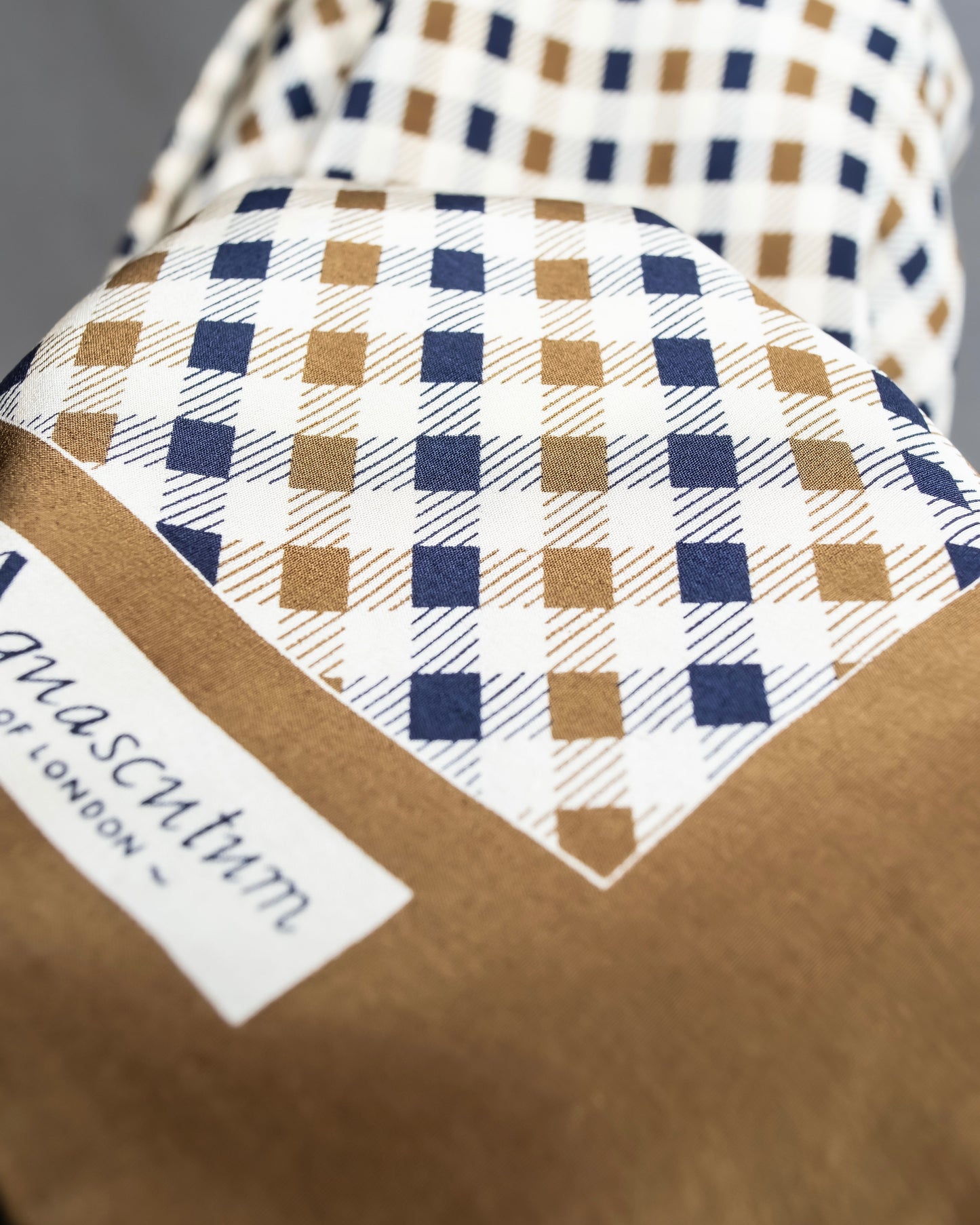 "Aquascutum" 100% silk block check pattern scarf