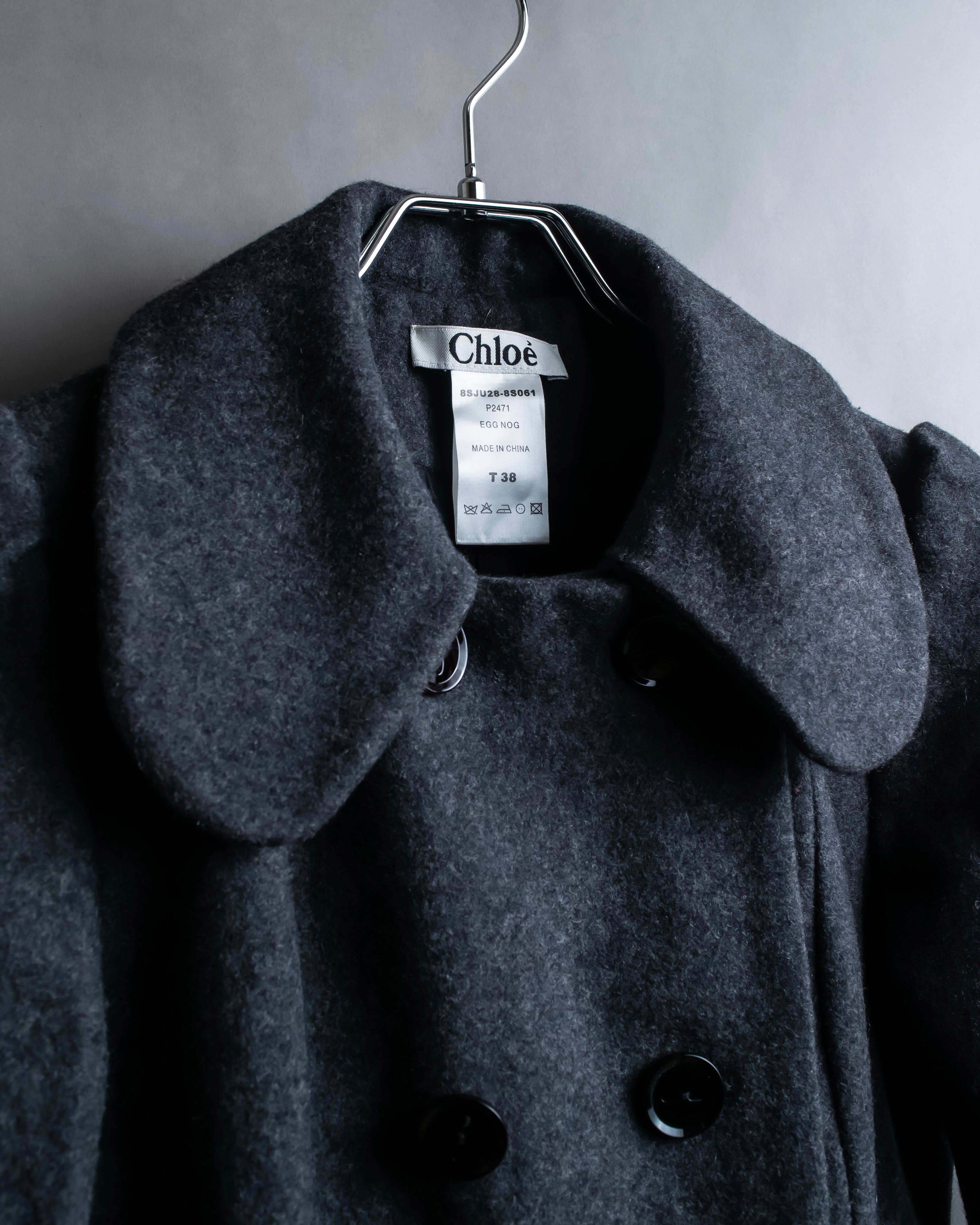 "Chloe" Gathered waist round collar coat