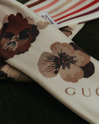 "GUCCI" 00's-10's Floral and striped silk neck bow scarf
