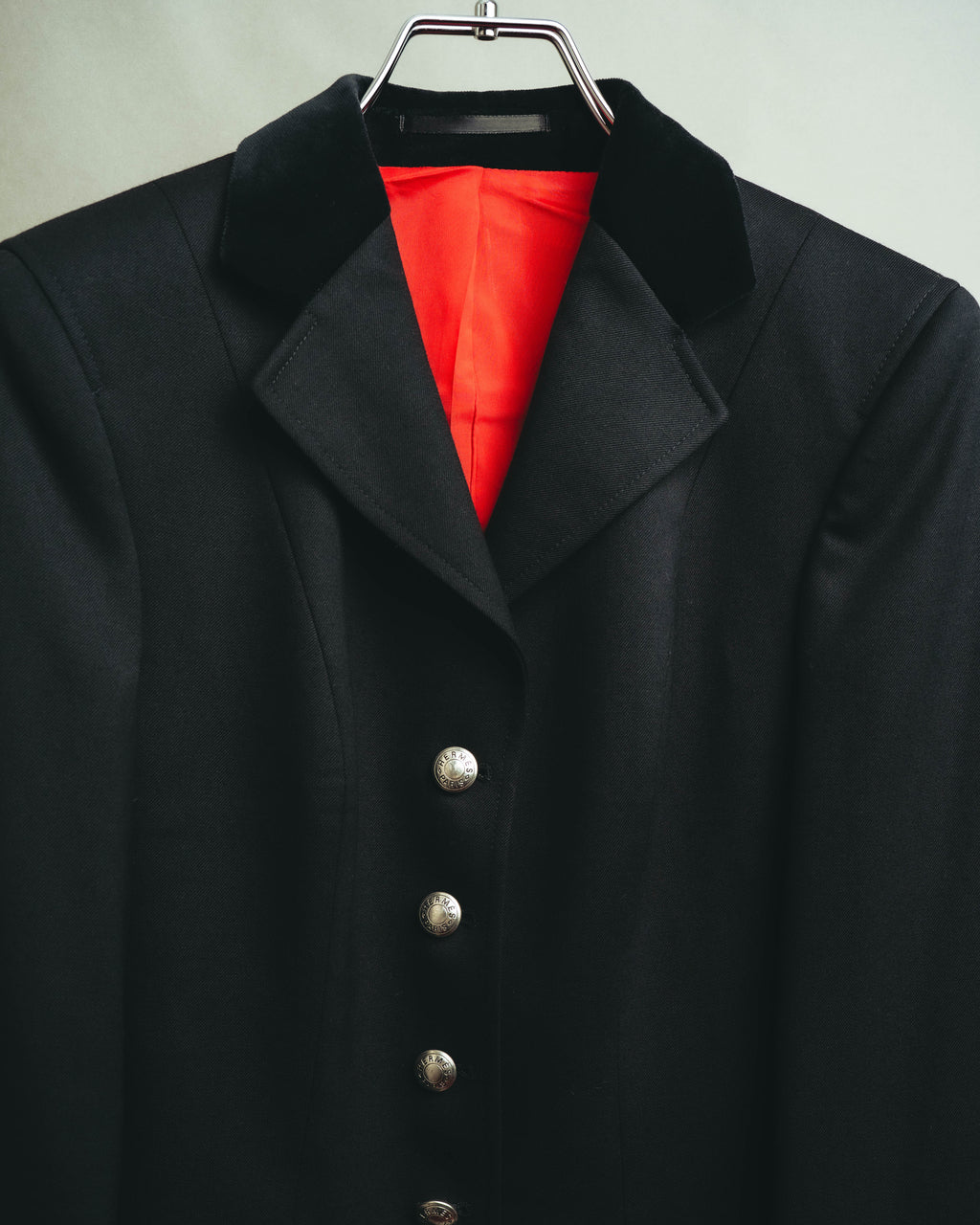 -SPECIAL- “HERMES” 00’s Technical wool equestrian jacket with red lining