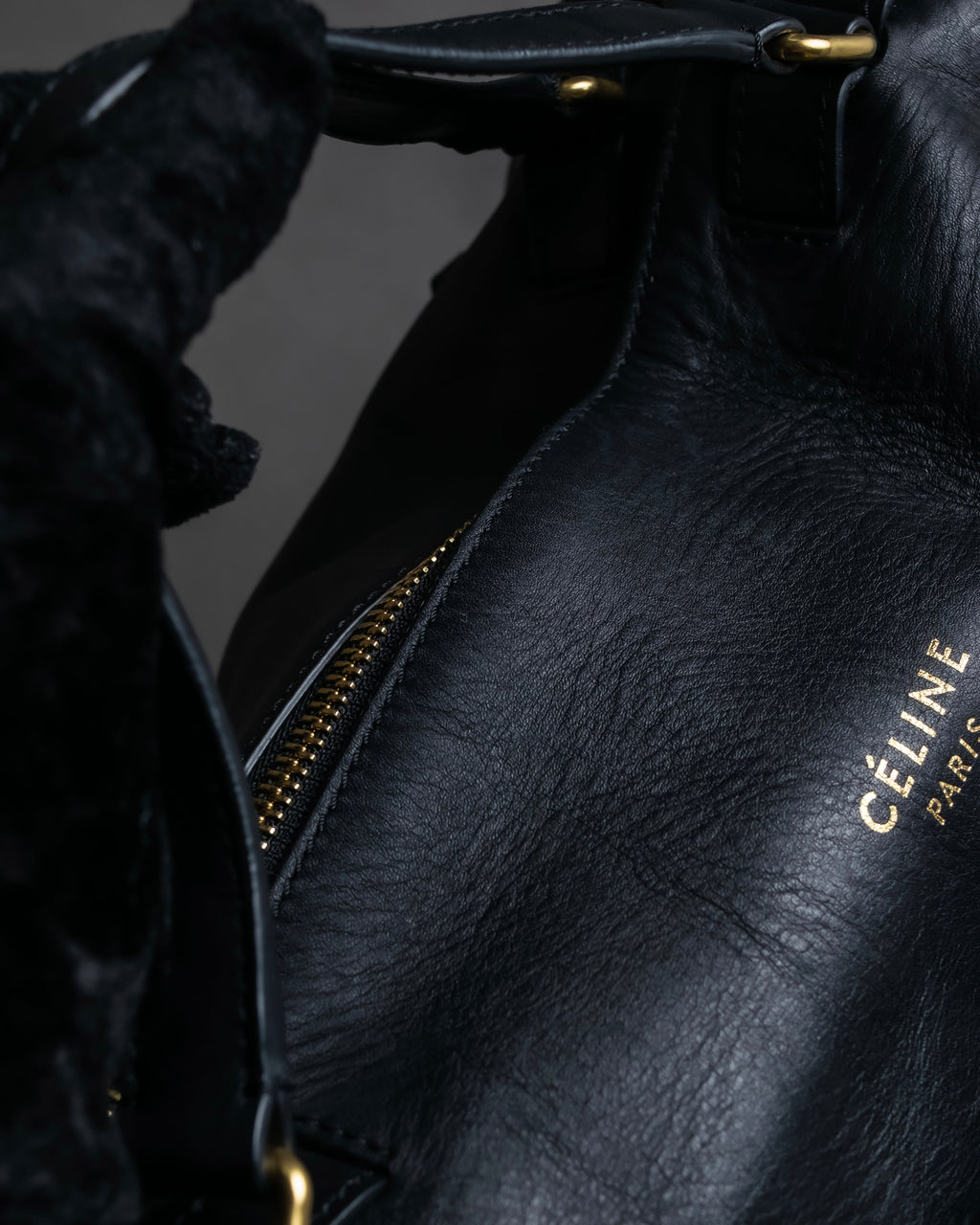 "CELINE" Various studs horizontal leather 2way bag