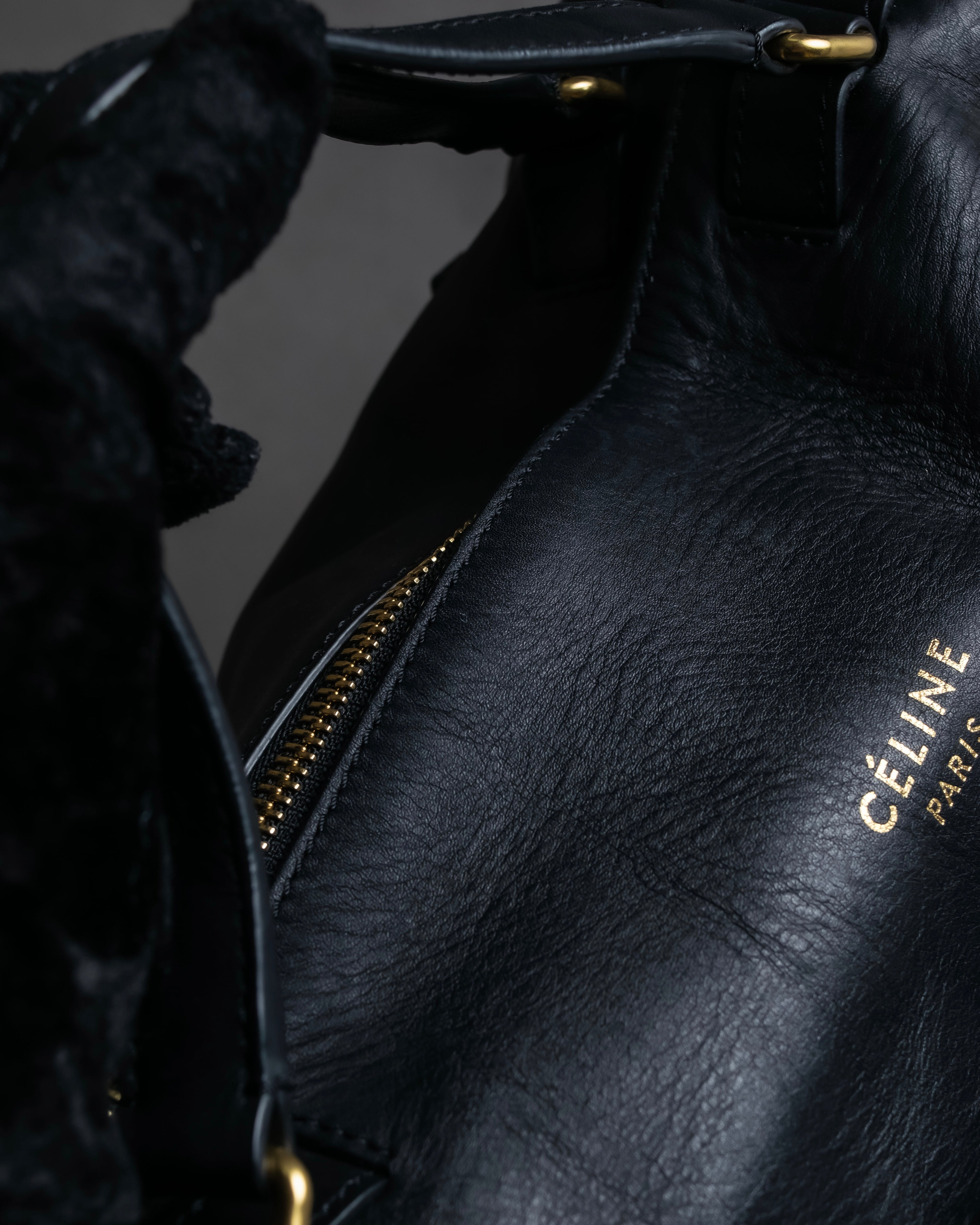 "CELINE" Various studs horizontal leather 2way bag