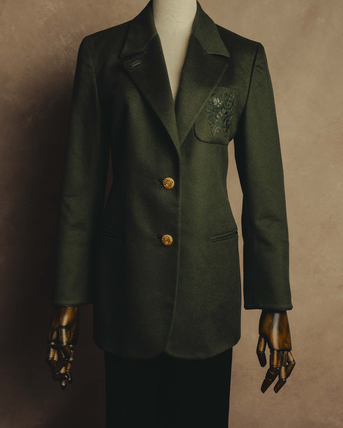 "LOEWE" 80's-00's Tailored single-breasted cashmere coat