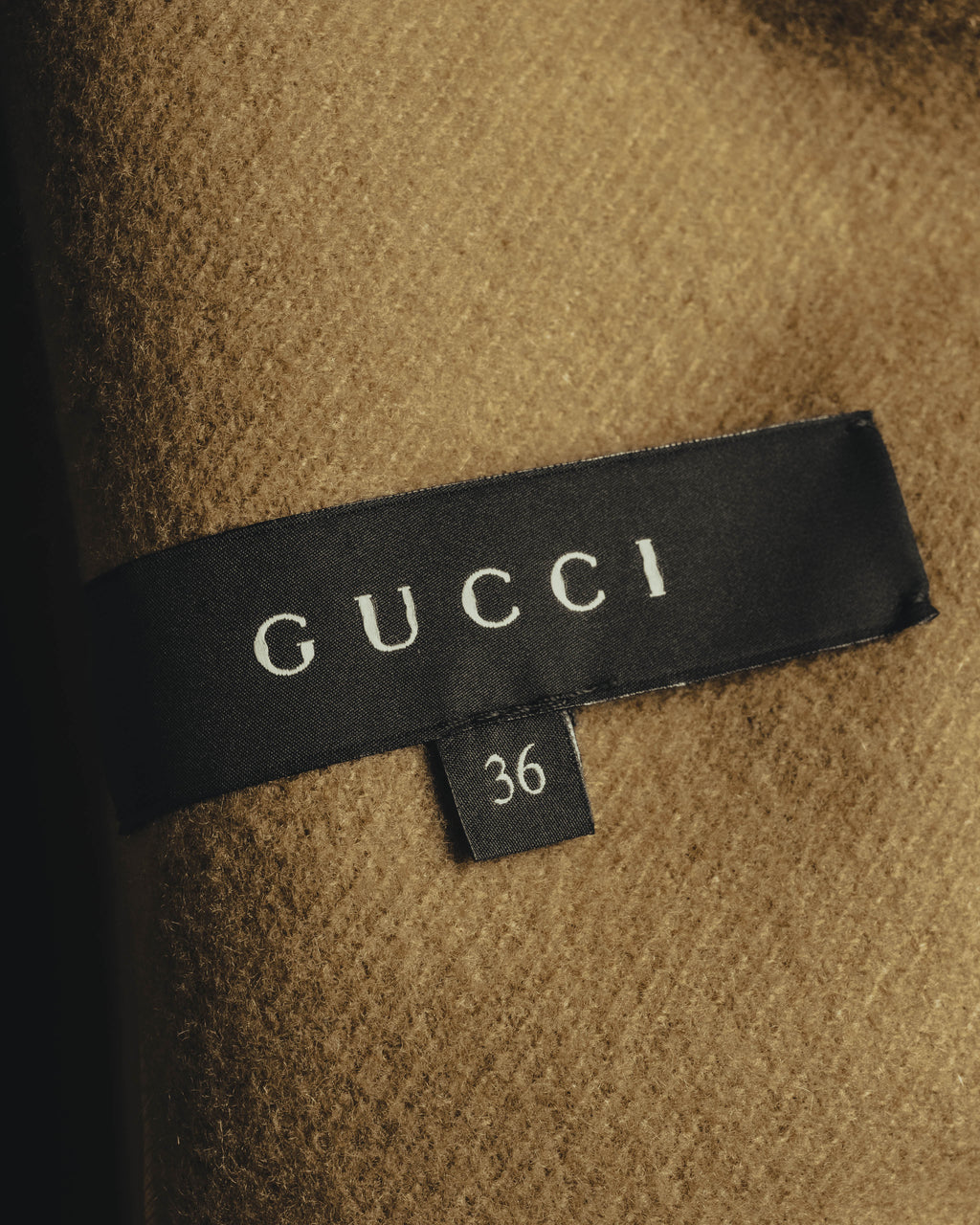 “GUCCI” 00’s-10’s Cashmere-blend leather-trimmed belted long coat