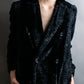 "EMPORIO ARMANI"  Dimensional wave pattern velour like chester coat