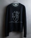 "Saint Laurent" Handsome face embroidery mohair blend oversized knit