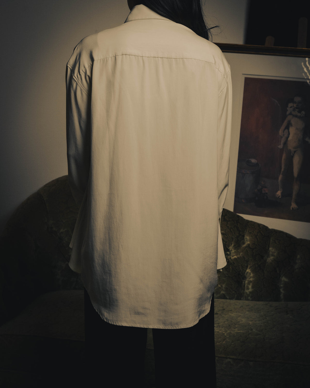 –SPECIAL– “LOEWE” 10’s-20’s Asymmetrically draped silk shirt