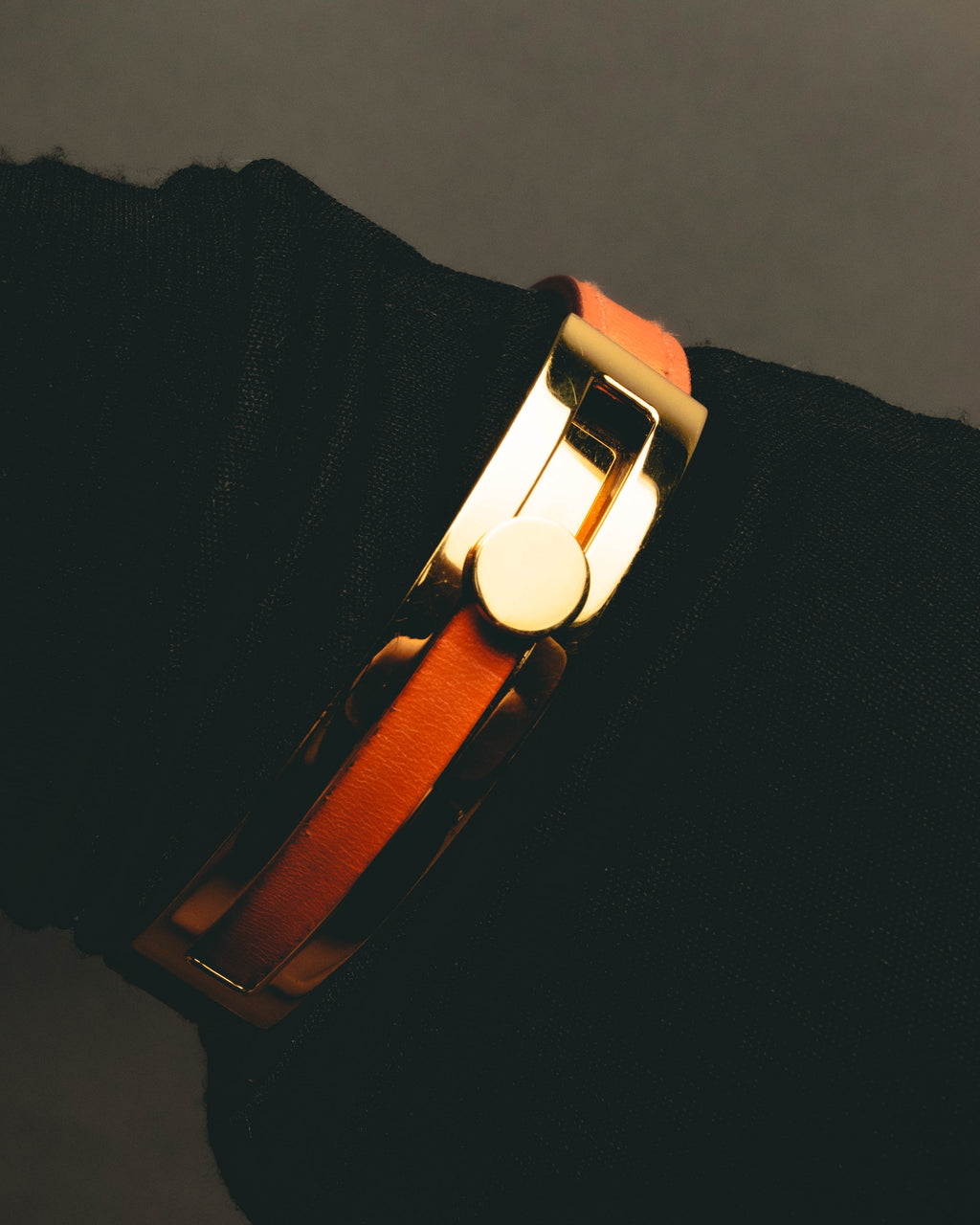 "Hermès" 00's Vibrant orange leather bracelet