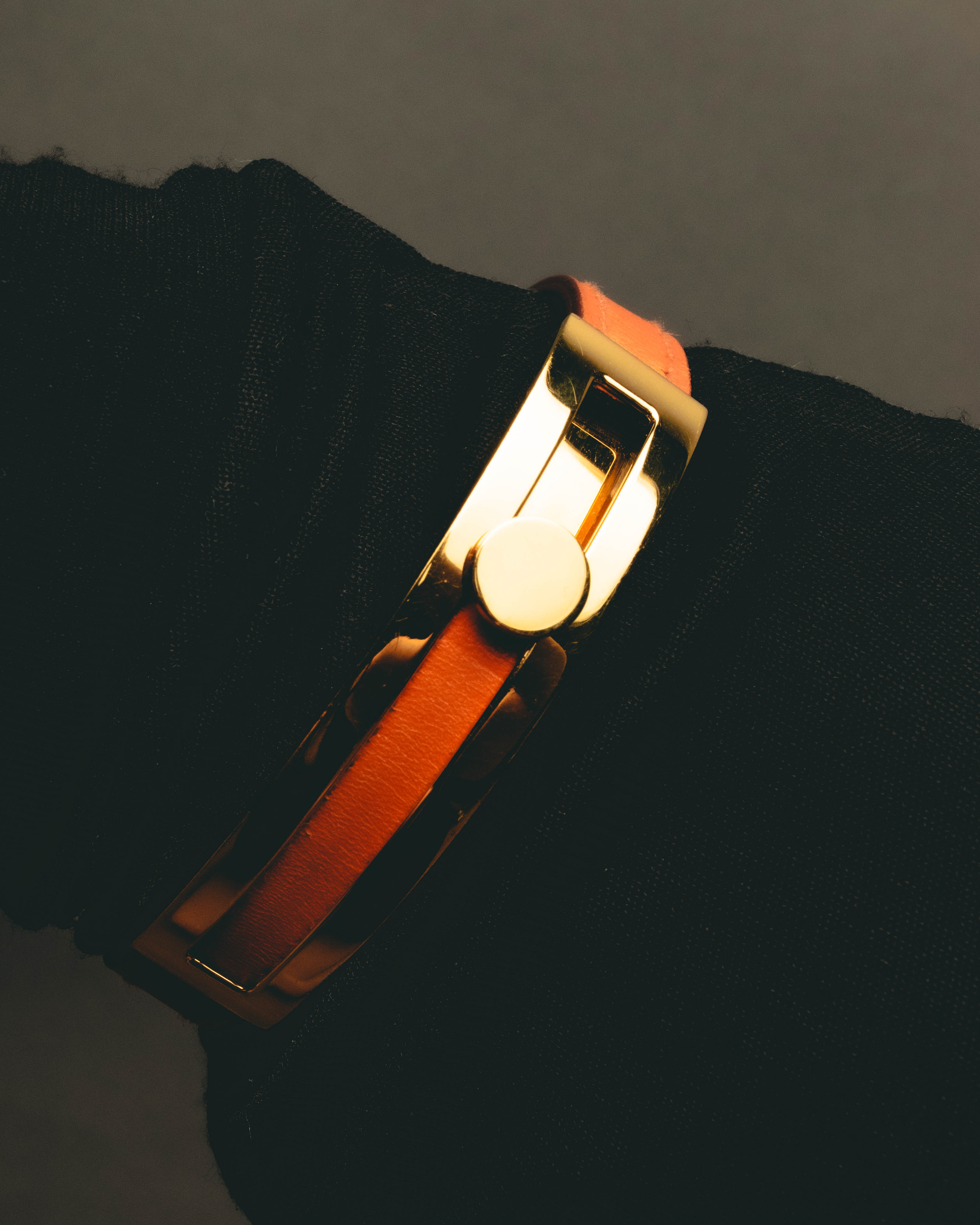 "Hermès" 00's Vibrant orange leather bracelet