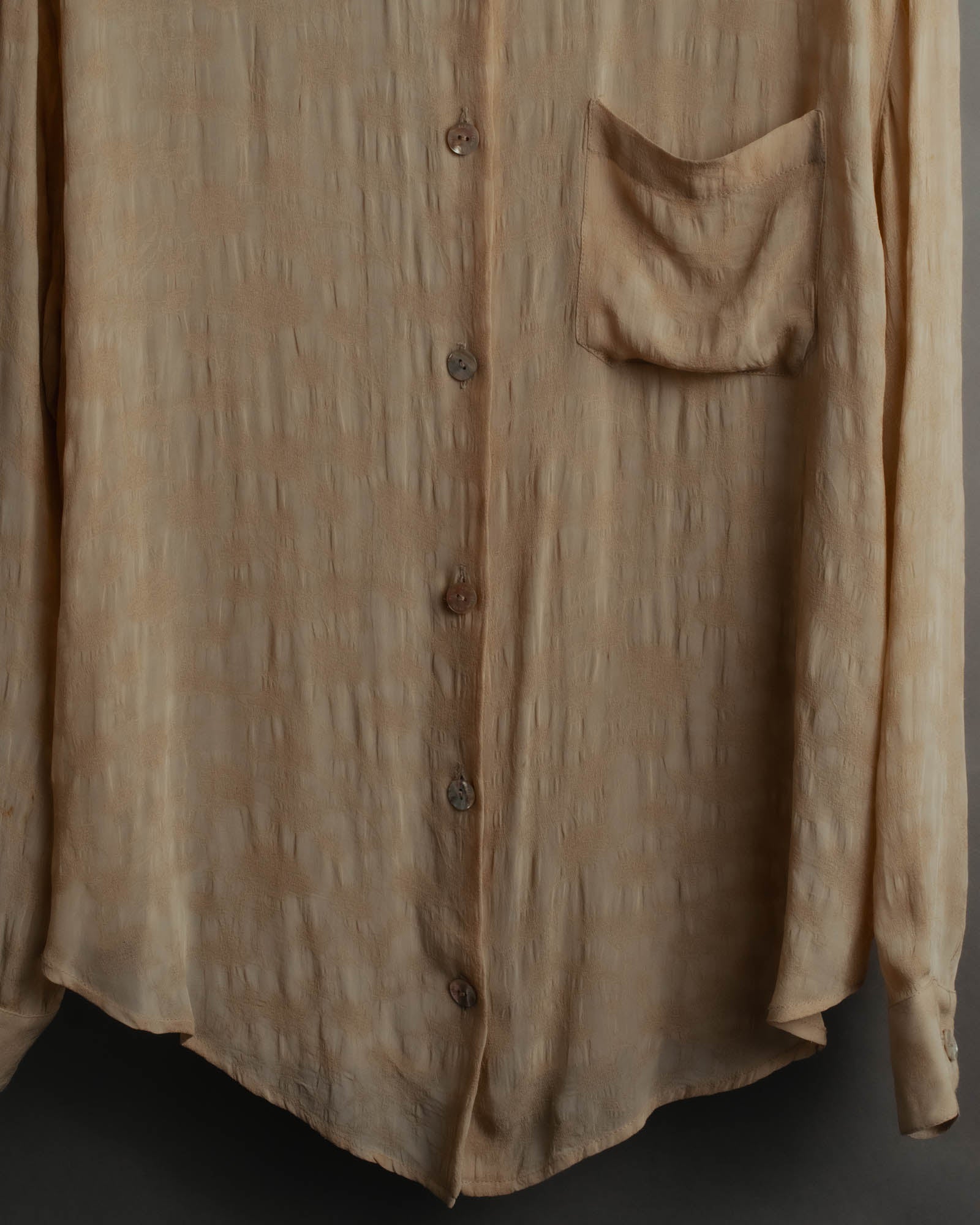 "FENDI" 80's-90's Draped rayon jacquard shirt