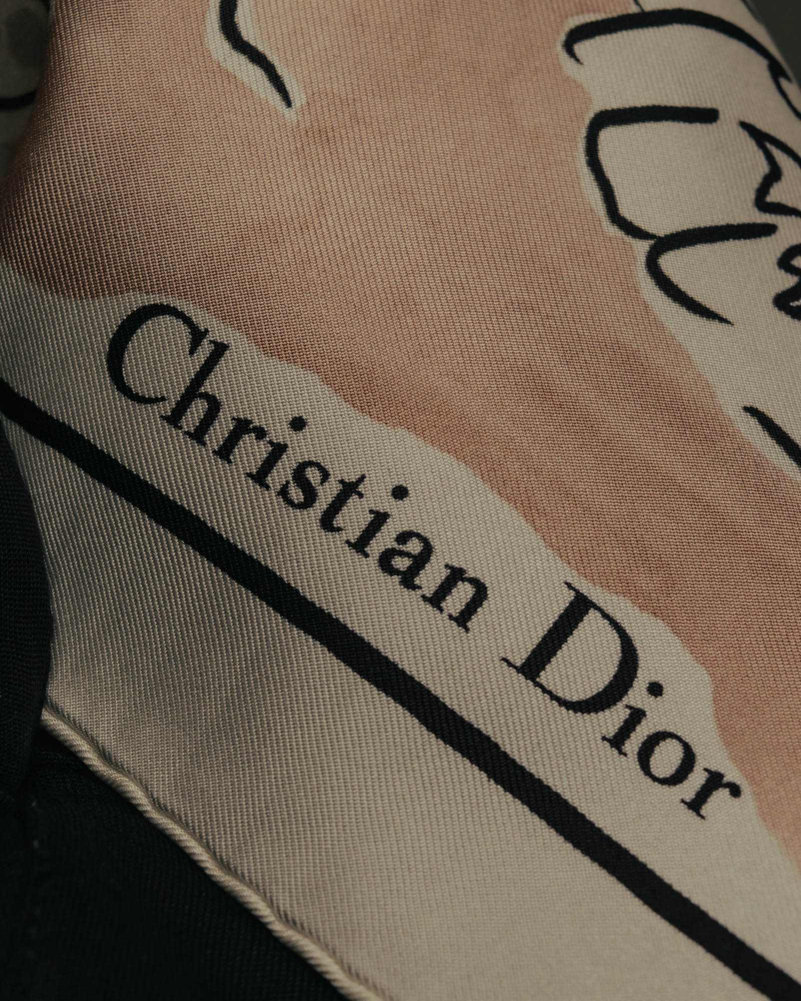 "Christian Dior" 2010's Modern surrealist trump print silk scarf