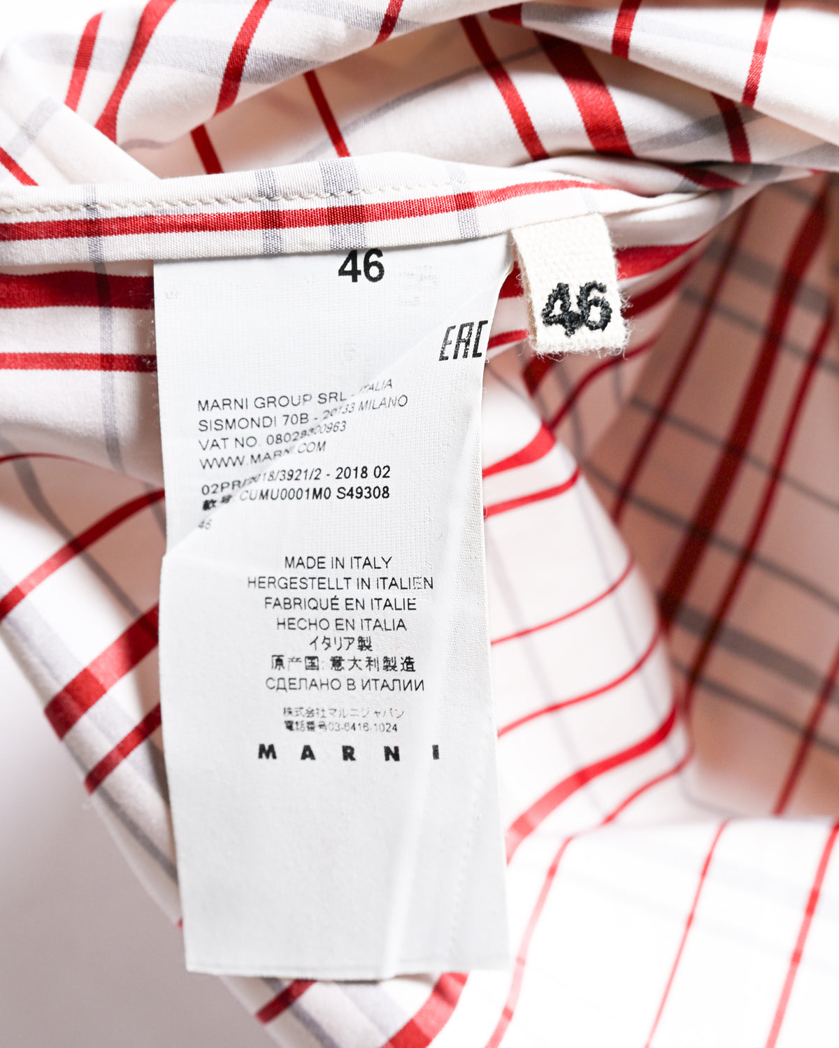 MARNI/ 2018 Oversized Plaid Pattern Cotton Shirt