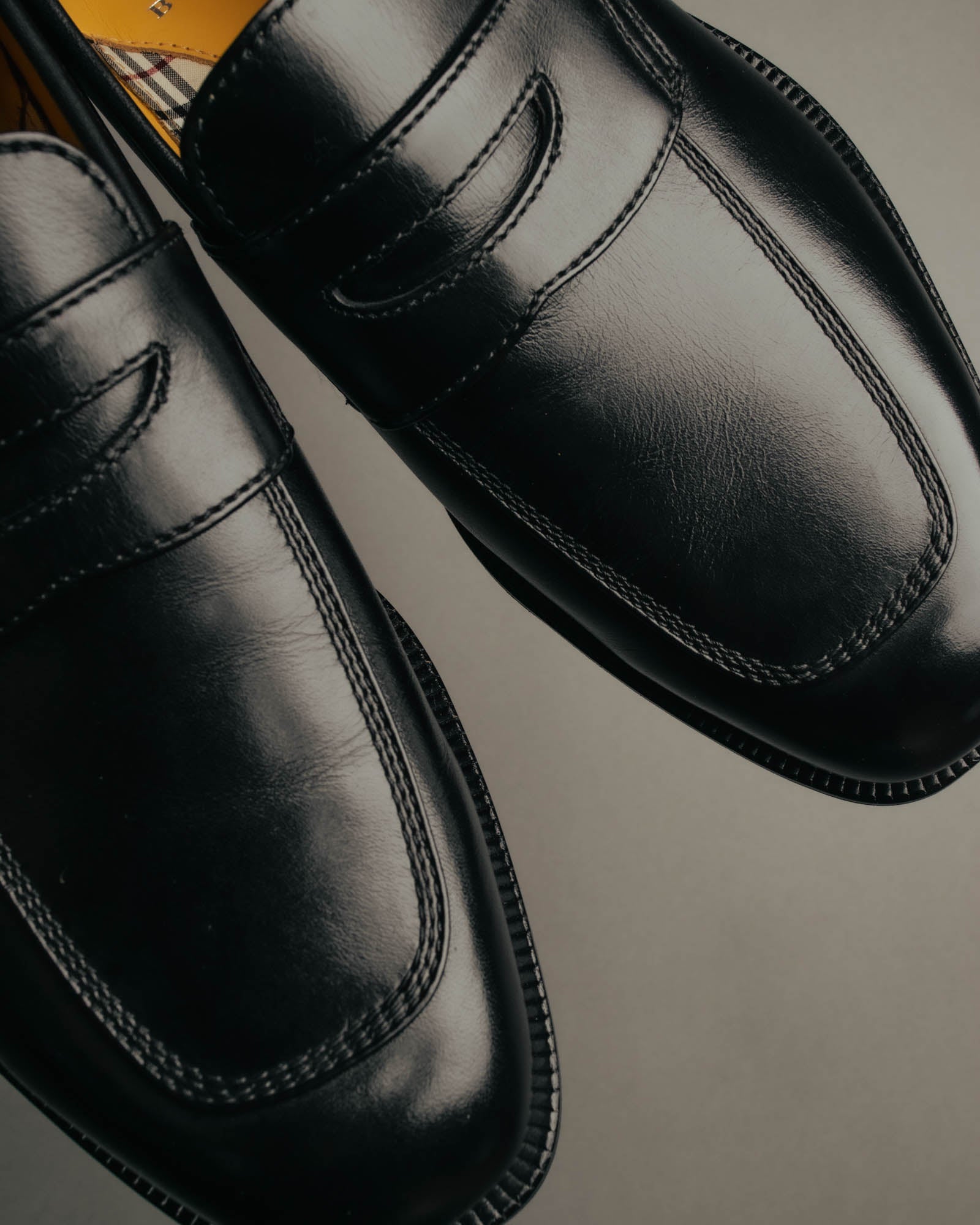 "BURBERRY LONDON" 00's Glossy black leather penny loafers