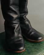 "Hermès" 90's-00's Minimal leather knee-high boots
