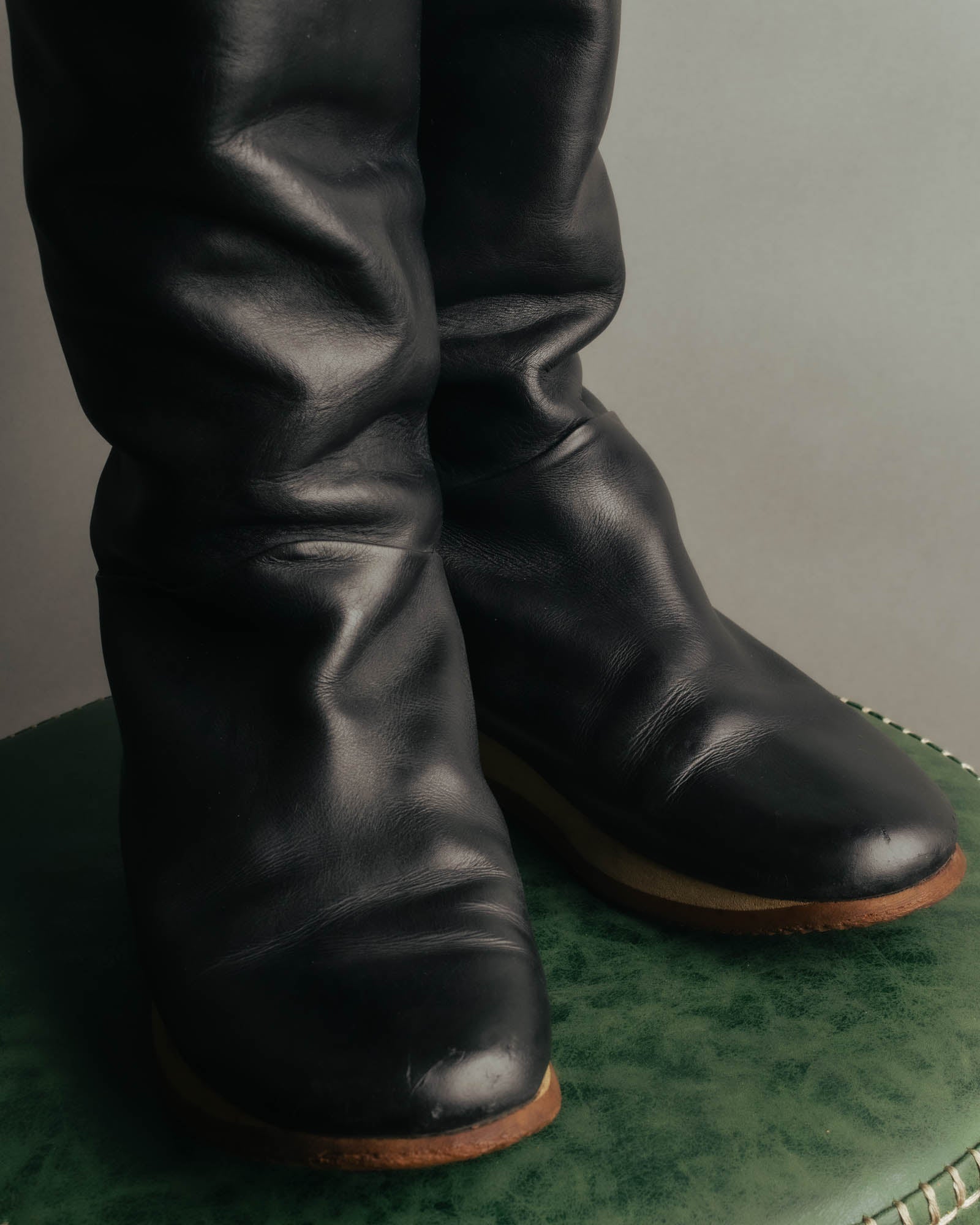 "Hermès" 90's-00's Minimal leather knee-high boots