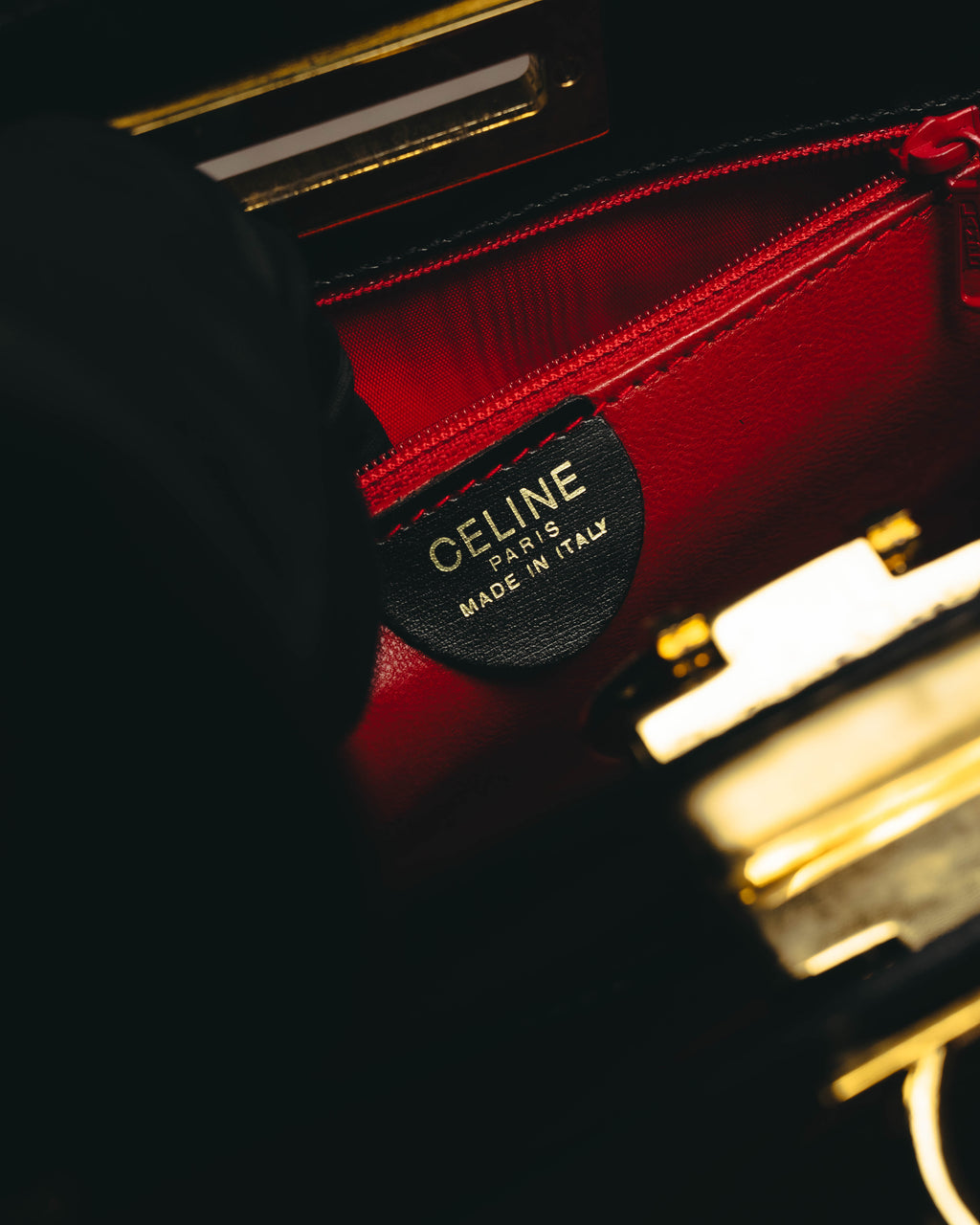 "CELINE" 70's-80's Structured leather top handle handbag