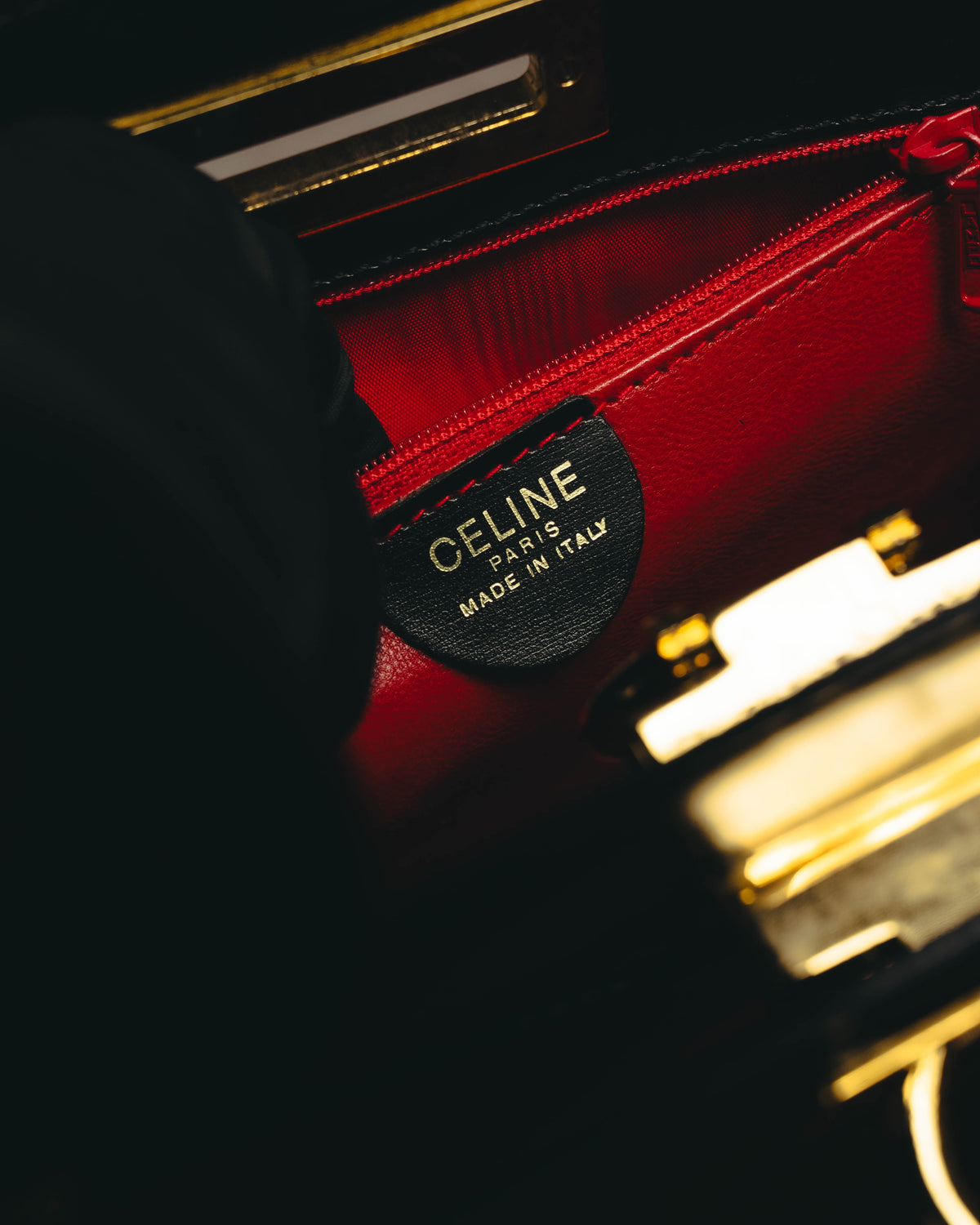 "CELINE" 70's-80's Structured leather top handle handbag