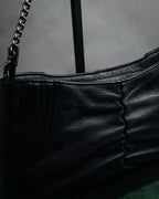 “Salvatore Ferragamo” 2000’s Gathered leather chain shoulder bag