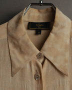 "FENDI" 80's-90's Draped rayon jacquard shirt