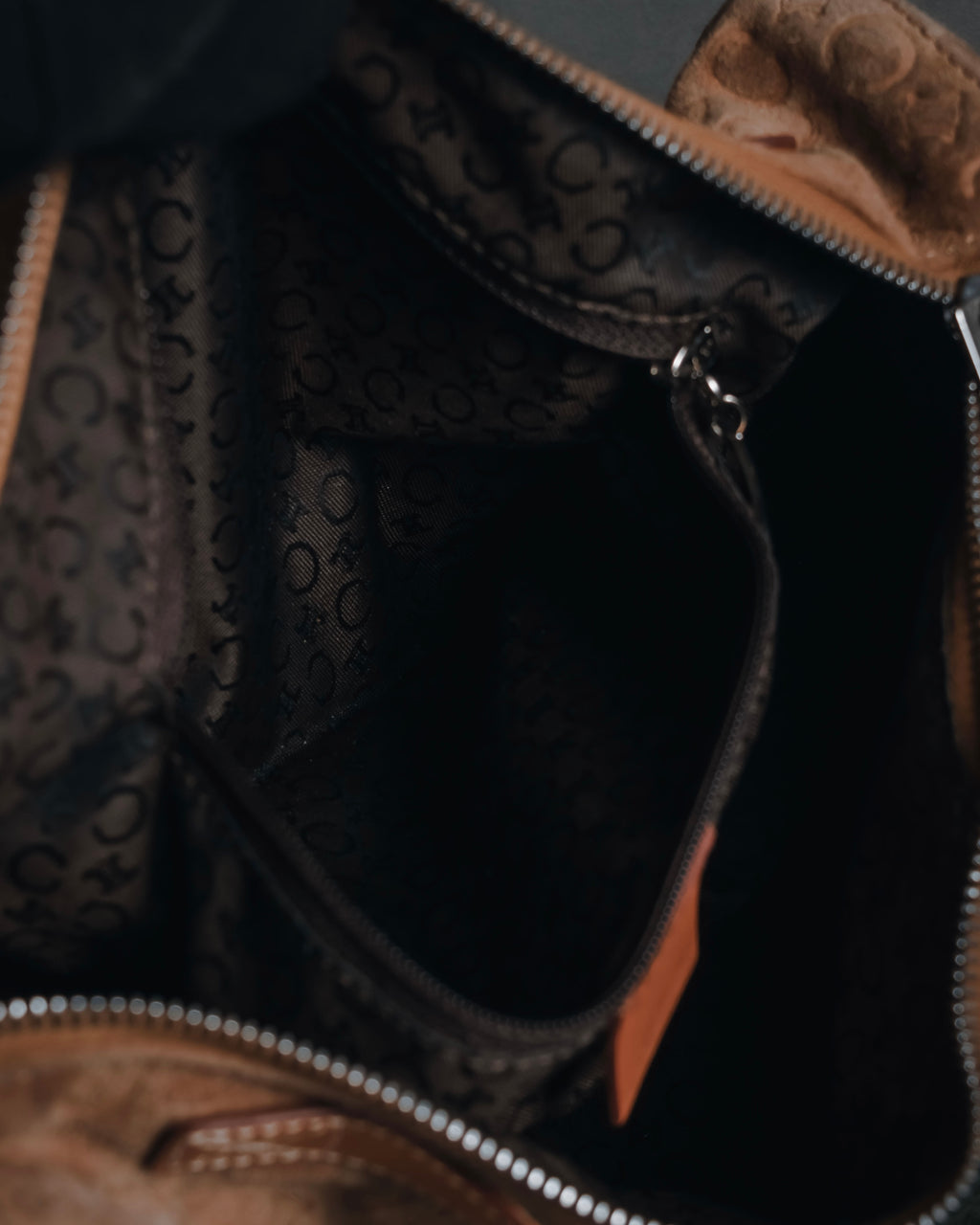 "CELINE" 00's Macadam logo engraved suede leather bag