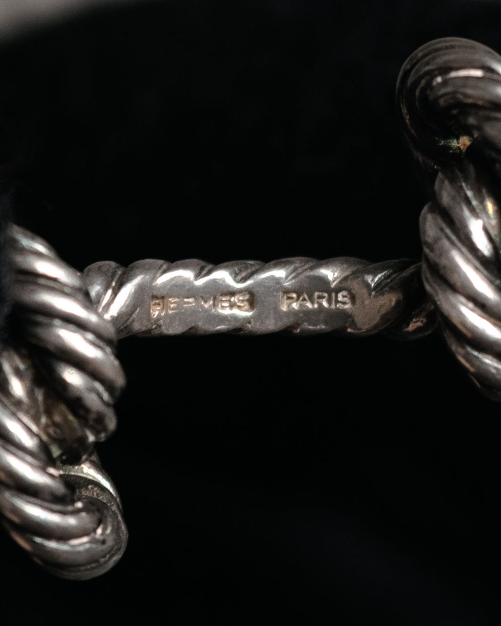 “HERMES” 1970–80s Double knot silver cufflinks